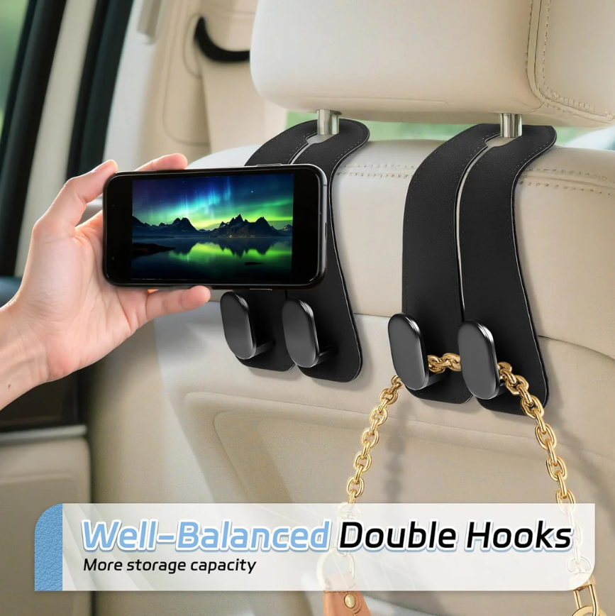 Car Seat Headrest Hook | Vegan Leather Hooks